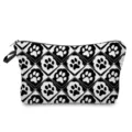 Detalle de primer plano del neceser con estampado de huellas en blanco y negro con cremallera. - Estampado de Pata Pata de Gallo Blanco Y Negro (hz4387)
