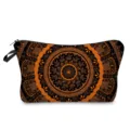 Bolsa de cosméticos con estampado de mandala calabaza negra naranja estuche de maquillaje. - Estilo hz12375