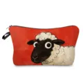 Süße Cartoon Schaf Print Kosmetiktasche, tragbare Make-up Aufbewahrung Tasche für den Alltag. - Schwarzkopfschaf Druck (hzk3358)