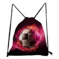 Zaino sportivo a sacca con stampa di pallone da calcio in fiamme, drawstring bag. - Motivo Calcio (sky5303)