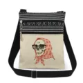 Borsa a tracolla in tela con righe bianche e nere e stampa teschio cool molto elegante. - Stile Teschio con Occhiali e Pois (xkk2442)