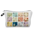 Oil painting floral print cosmetic bag, canvas zipper makeup pouch for women and girls. - Twelve Grid Oil Floral (hzk3522)