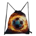 Zaino con coulisse stampa pallone da calcio in fiamme, borsa sportiva casual per giorno. - Motivo Calcio (sky5305)