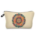 Detailed view of the mandala printed makeup bag, showing the colorful pattern close up. - Colorful Floral (hzk0411)