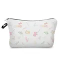 Trousse de maquillage de Pâques avec motif aquarelle doux, tissu résistant et fermeture éclair noire. - Style Élégant Aquarelle Lapin et Plante (hz12146)