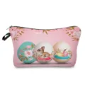 Trousse de maquillage fleurs lapin de Pâques, pochette de rangement étanche mignonne. - Style Lapin Rose et Fleurs de Cerisier (hz12147)