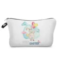 Pochette de Maquillage Imprimé Lapin de Pâques Mignonne Trousse de Toilette Voyage - Style Aquarelle Lapin et Ballon (hz12149)