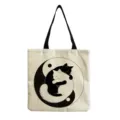 Canvas tote bag featuring a cute black and white cat yin-yang print, perfect for daily shopping. - Tai Chi Cats (hmk2955)