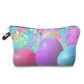 Trousse de maquillage de Pâques avec impression d'œufs colorés, pochette de voyage zippée portable. - Style Oeuf Fluide Coloré (hz12153)