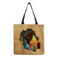 Sac cabas en toile avec imprimé africain, sac à épaule décontracté pour le shopping. - Style Artistique Papier Déchiré Kaki (hmk3504)