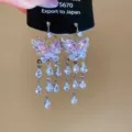 Σκουλαρίκια κρεμαστά πεταλούδας με ροζ ζιργκόν, κομψά ασημένια κοσμήματα για γυναίκες. - Στυλ Πεταλούδα Φούντα (95#) / Ασημί-Ροζ