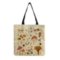 Leinwand Tragetasche mit botanischem Pilzdruck, wiederverwendbare Freizeittasche. - Vintage Aquarell Pilz Blumen Stil (hmk2920)