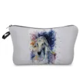 Watercolor white horse print cosmetic bag portable travel toiletry storage pouch organizer. - Colorful White Horse Style (hz4247)