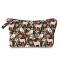 Detailed view of a cute pug flower print cosmetic bag, portable makeup pouch for daily use. - Pug Print (hz2970)