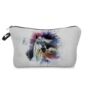 Detailed shot of watercolor horse print cosmetic bag, portable zipper wash pouch, art style. - Splatter Horse Head Style (hz4248)
