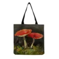 Sac Cabas Toile Imprimé Champignon Peinture À L'Huile Esthétique Sac Shopping Réutilisable - Style Double Champignon Rouge Peinture à l'Huile Vintage (hmk2924)