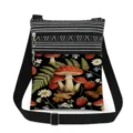 Vintage mushroom floral print crossbody bag with double zippers and adjustable strap for women - Vintage Mushroom & Botanical Plants (xkk2925)