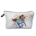 Colorful watercolor horse print cosmetic bag detail, ideal for travel and daily storage. - Artistic Horse Print Style (hz4251)