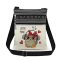 Small canvas crossbody bag with cute owl print double zipper design and adjustable strap. - Owl Printed Style (xk4313)