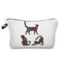 Detail view of portable cosmetic bag featuring vibrant floral mandala cat print and zipper closure. - Mandala Three Cats (hz2973)