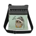 Cute owl print detail on canvas crossbody bag, featuring adjustable strap and dual zippers. - Owl Printed Style (xk4315)