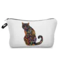 Portable cosmetic bag with colorful floral cat print, ideal for travel and daily storage. - Trapezoid Floral Cat (hz2974)