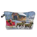 Détail de trousse de maquillage imprimée de Noël, pochette de toilette portable. - Père Noël et Renne (hz3225)