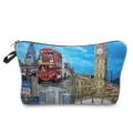 Trousse de maquillage portable imprimée paysage urbain de Londres avec fermeture à glissière. - Monuments de Londres (hz3462)