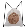 Cute sleeping orange cat print drawstring backpack casual canvas storage bag daily shopping bag detail - Sleeping Cute Ginger Cat Style (sk3551)
