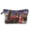 Trousse de maquillage imprimée de Noël pochette de toilette portable organisateur - Train Express du Père Noël (hz3694)