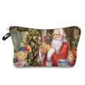 Sac cosmétique imprimé thème Noël pochette de maquillage portable trousse de toilette zippée - Illustration de Noël Traditionnelle (hz3779)
