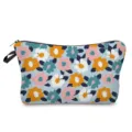 Close-up detail of the colorful floral print cosmetic makeup bag with zipper and pull. - Colorful Floral Print (hz5194)