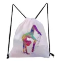 Zaino a sacca bianco in tela con stampa acquerello ginnastica colorata per uso quotidiano - Motivo Acquerello Ginnastica (sk5494)