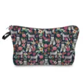 Portable cosmetic bag with cute schnauzer dog and floral print, perfect travel makeup pouch. - Dark Blue Schnauzer Floral (hz2980)