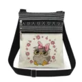 Canvas crossbody bag with cute owl print, double zipper and adjustable strap for women. - Owl Printed Style (xk4322)