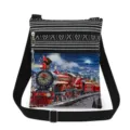 Christmas printed crossbody bag with adjustable strap, dual zippers, and festive design. - Christmas Express Train Print Style (xk5819)
