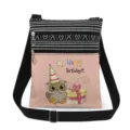 Canvas crossbody bag with cute owl print, double zipper, and adjustable strap for women. - Owl Printed Style (xk4323)