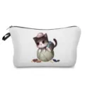 Cute cat print cosmetic bag portable toiletry pouch for travel makeup storage zipper organizer - Kitten Playing Yarn (hz2982)