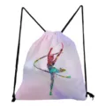 Zaino con coulisse stampa ginnastica ritmica colorata, borsa sportiva leggera pieghevole casual. - Motivo Acquerello Ginnastica (sk5496)
