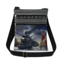 Vintage winter train print crossbody bag with double zippers and adjustable strap for women. - Retro Steam Train Landscape Print (xk5821)