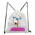 Zaino con coulisse in tela bianca con illustrazione di verticale yoga per la palestra quotidiana. - Motivo Acquerello Ginnastica (sk5497)