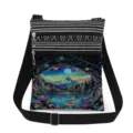 Double zipper shoulder bag with fantasy mushroom forest print, classic casual crossbody bag. - Magic Mushroom Forest & Starry Sky (xkk2923)