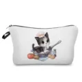 Cute cat print cosmetic bag, portable toiletry and makeup pouch for travel and daily storage use. - Chef Cat Style (hz2984)