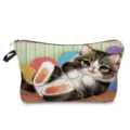 Cute kitten print cosmetic bag, ideal for travel, portable makeup pouch for daily use. - Cat Yarn Ball White (hz2987)