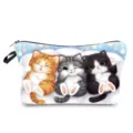 Cute cartoon cat print cosmetic bag portable travel makeup pouch cute storage bag zipper bag. - Three Cats Clouds Starry Sky (hz2988)