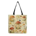 Sac cabas en toile à imprimé champignon aquarelle vintage, fourre-tout quotidien. - Style Papillon Fleur Sauvage Champignon Rouge Aquarelle Vintage (hmk2927)