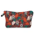 Detailed view of the vibrant vintage floral cosmetic pouch with secure zipper closure. - Vintage Multicolor Floral Print (hz5208)
