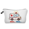Grazioso borsone cosmetico con stampa ambulanza, trousse per trucchi portatile con cerniera pratica. - Stile hzk3342