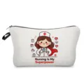 Graziosa borsa cosmetica con stampa infermiera e cerniera, custodia per trucco portatile. - Stile hzk3344