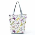 Watercolor butterfly print canvas tote bag, large capacity fashion shoulder handbag. - Shoulder Tote Style (hlk2701)